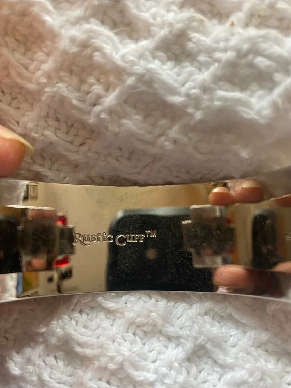 Rustic cuff Silver-Tone Bracelet with Logo Medallion
